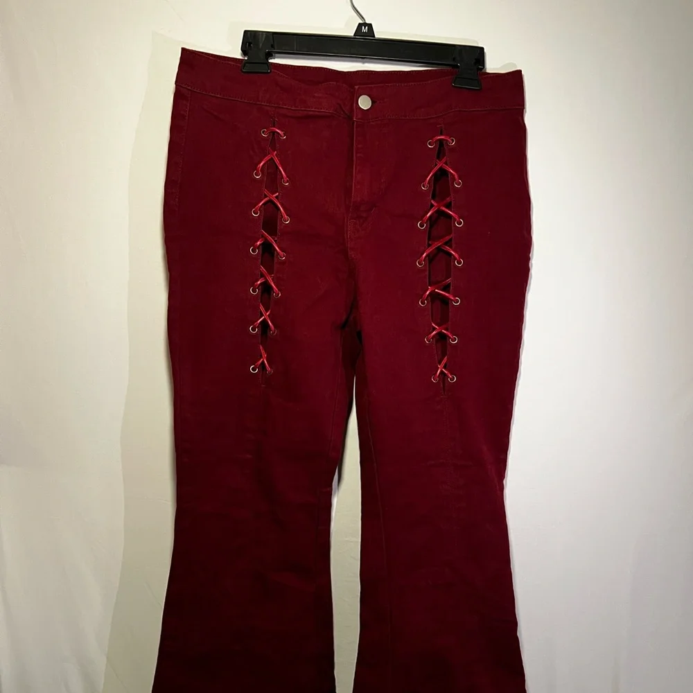 CIDER WOMENS BURGUNDY JEANS - Picture 6 of 8